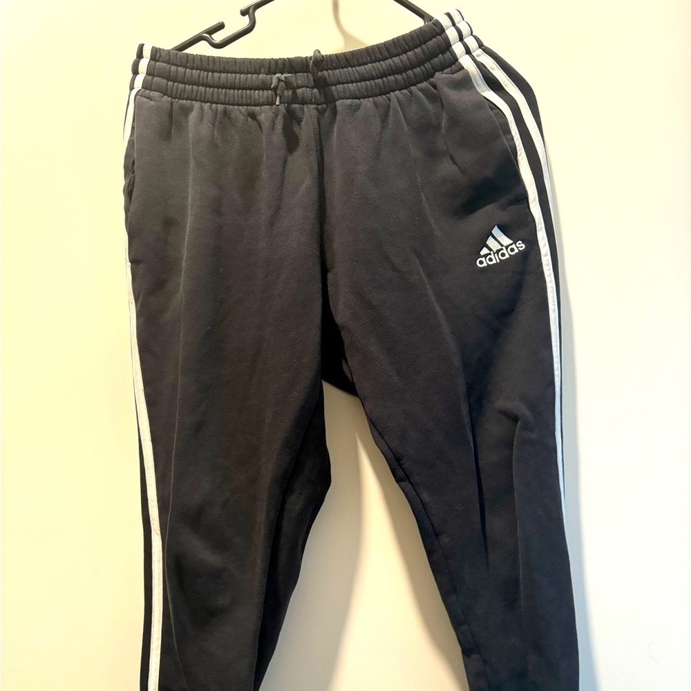 Adidas Black Joggers with White Accents
